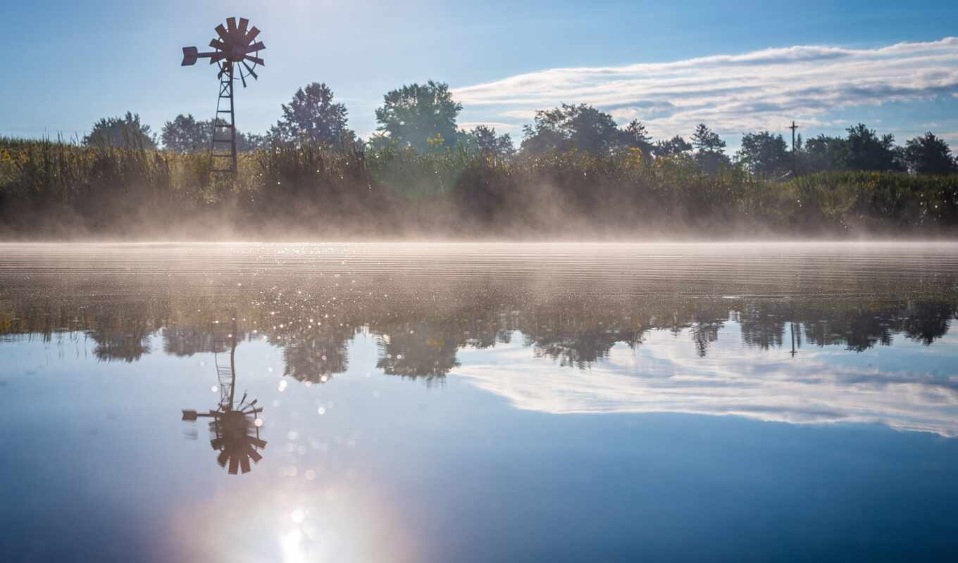 lake, spring, season, reflection