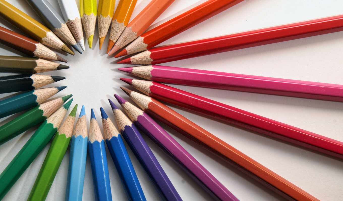 pencils, rainbow, paints