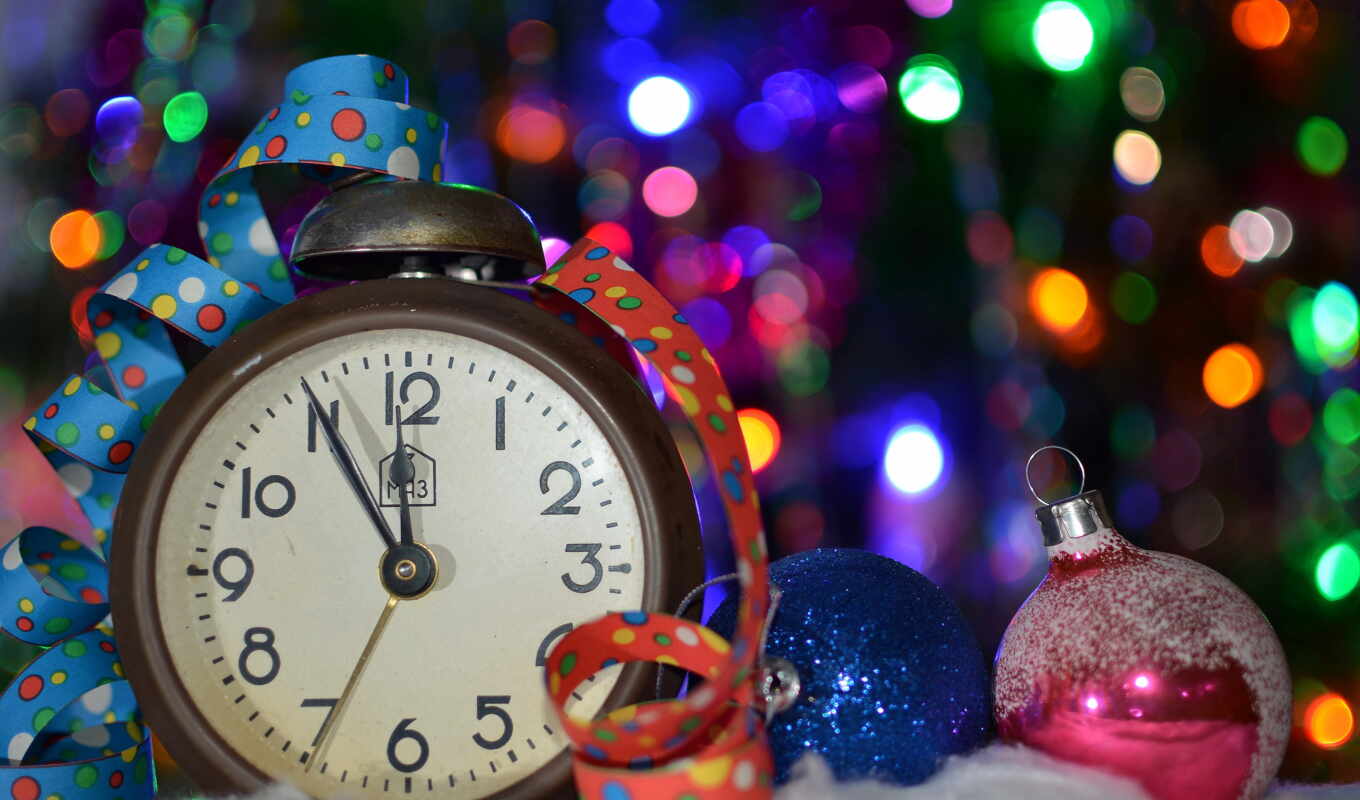 игрушки, часы, new, снег, год, christmas, праздник, января, елка