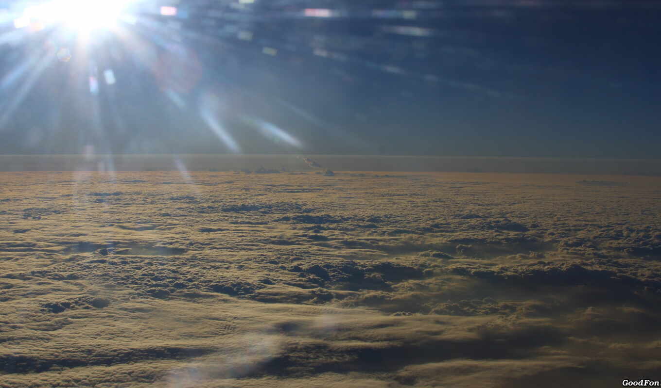небо, art, sun, самолёт, oblaka