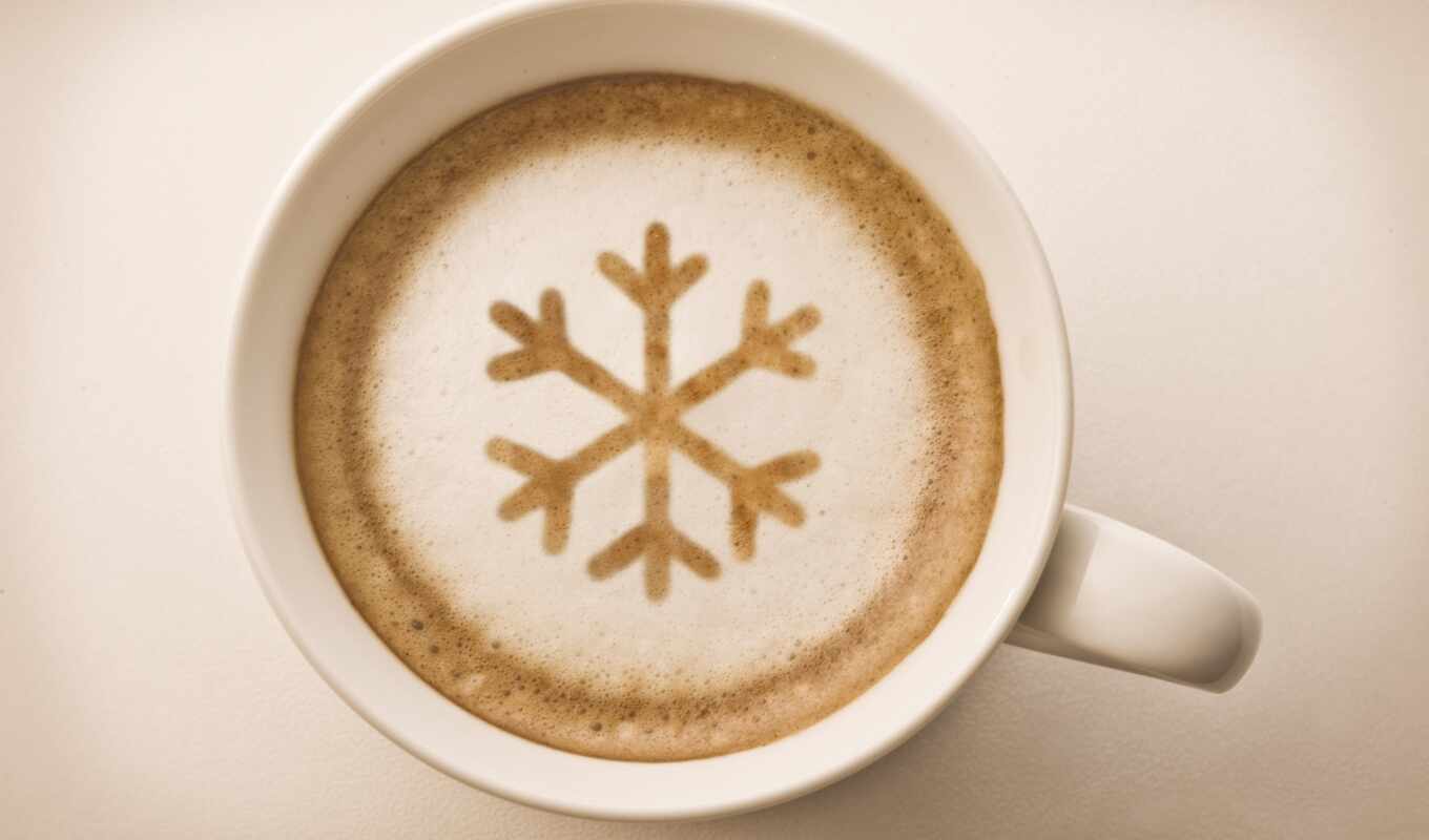 white, coffee, best, skin, winter, cup, напиток, снежинка, cappuccino