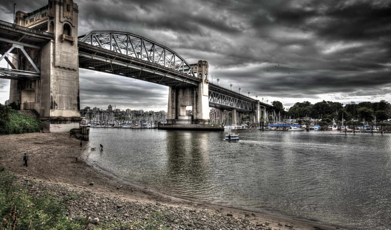 фото, мост, побережье, london, река, hdr, vancouver, канадский, мосты, southwark