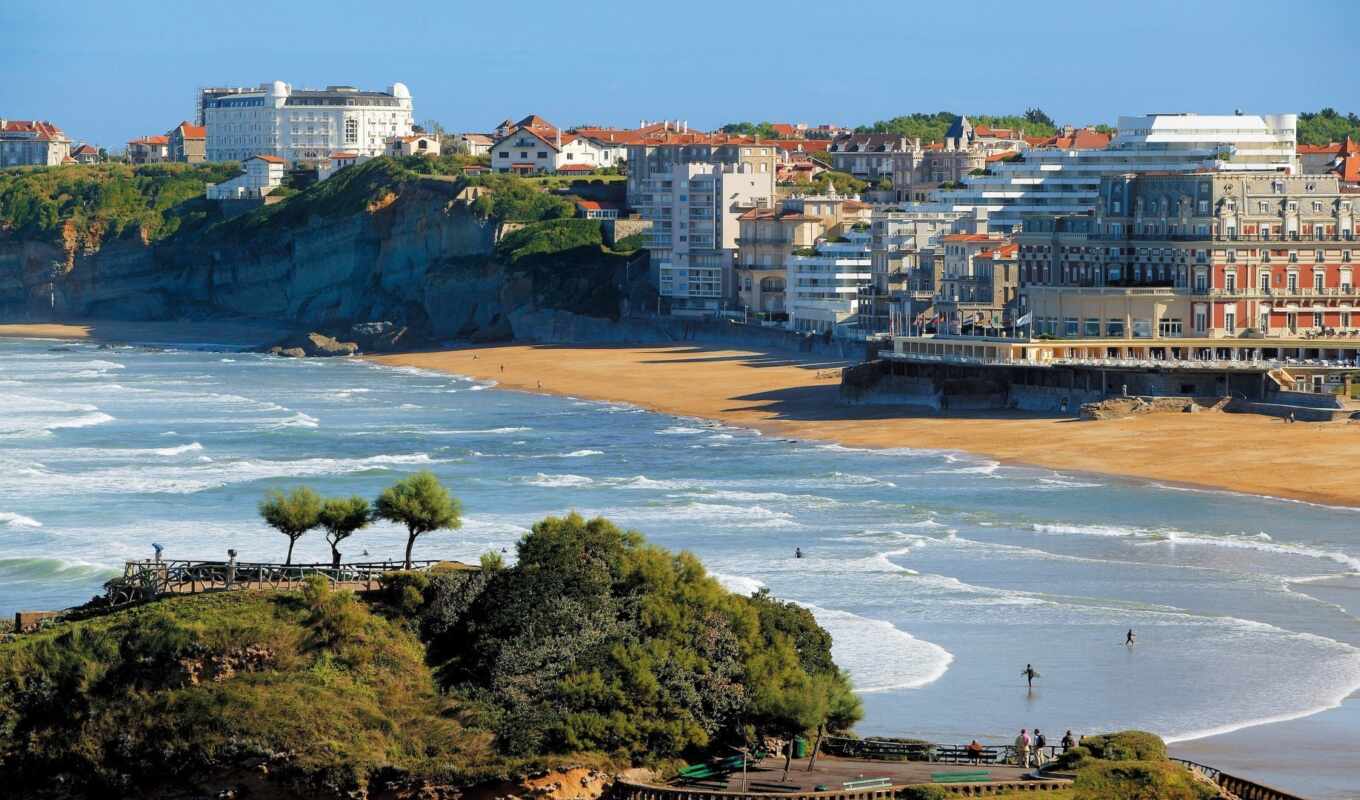 пляж, francii, biarrica
