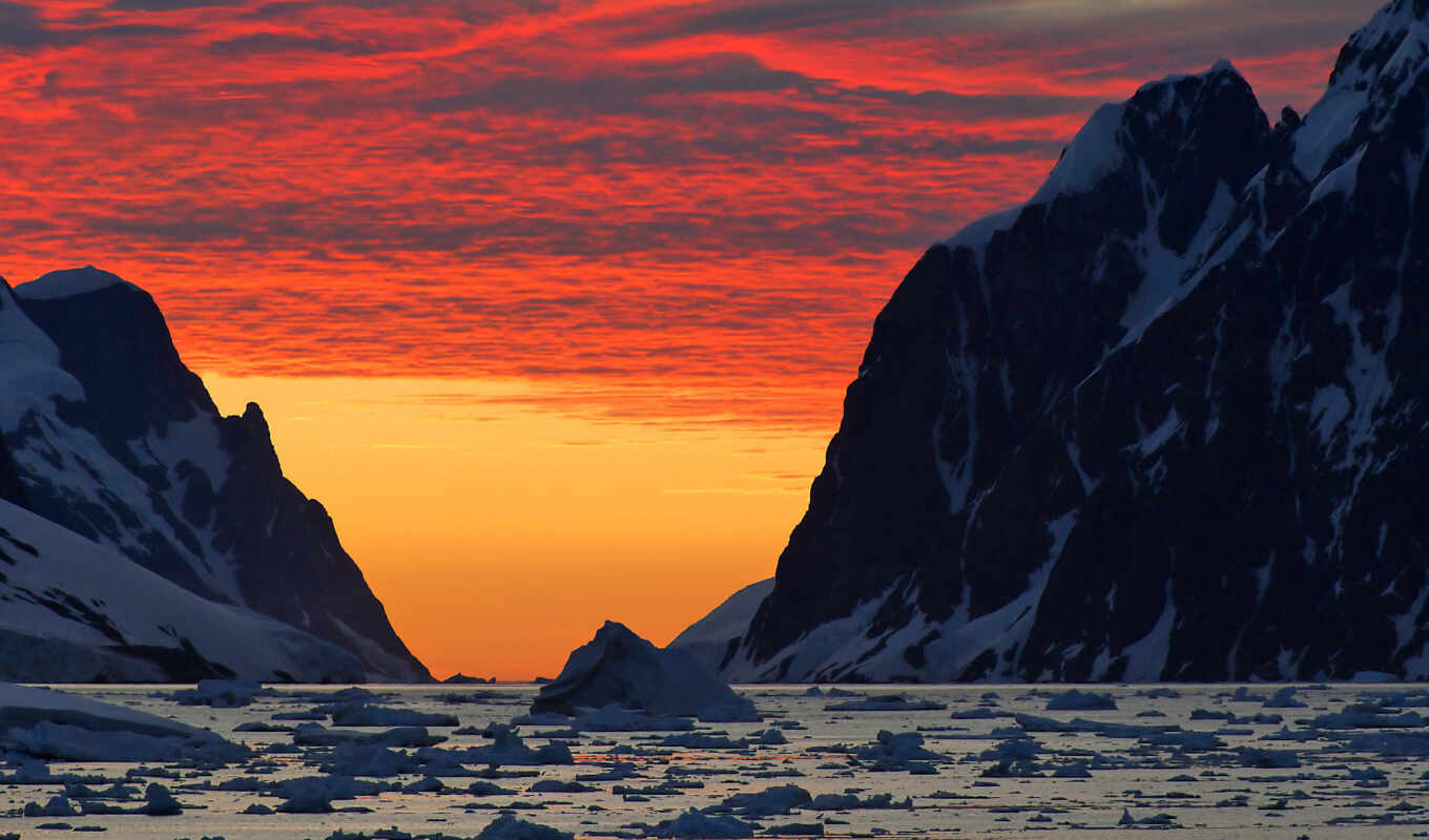 sunset, antarctica, antarctic, peninsula