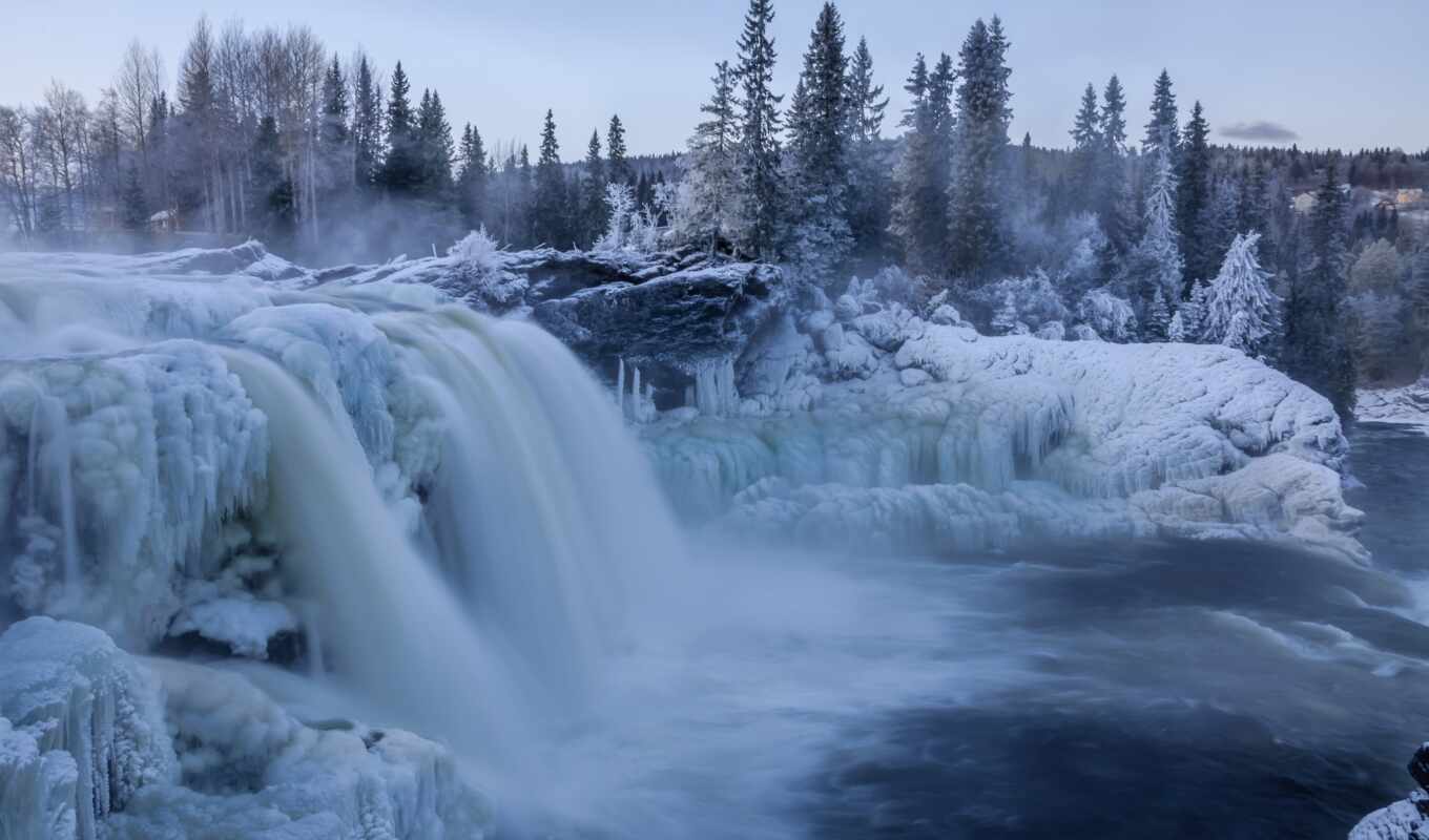 природа, лед, снег, winter, пост, природы, водопад, красоты