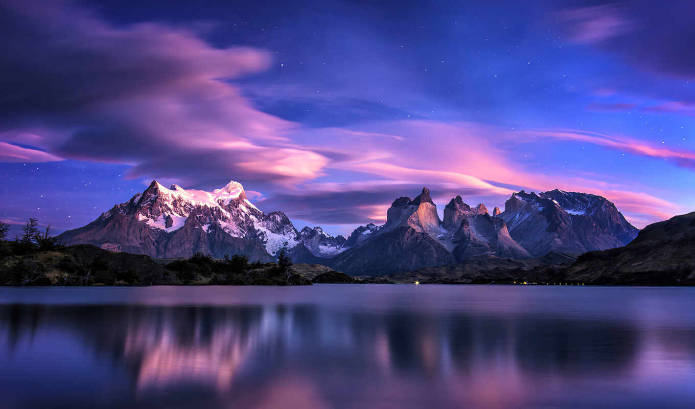 lake, nature, mountain, of, park, paine, chile, patagonia, national, music, nightscape