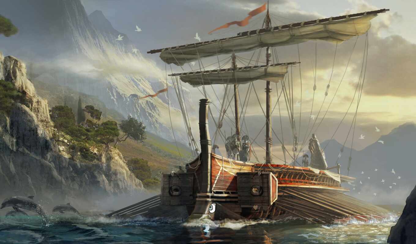 game, корабль, creed, assassin, лодка, platform, odyssey, origin, eddie, multus, bennun