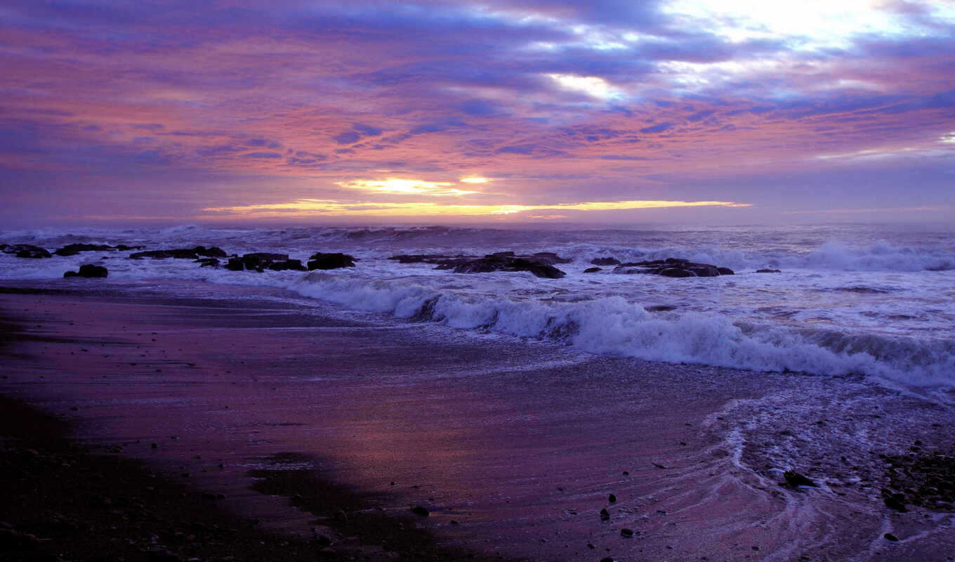 beach, big, coast, wave, spiaggia, where, tramonto