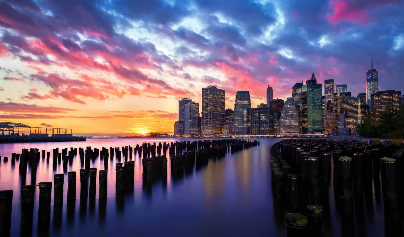 sky, sunset, new, city, cityscape, cloud, build, york