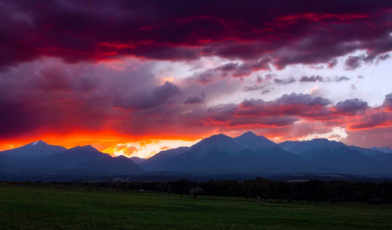 sunset, mountain, landscape, USA, cloud, scenery, colorado, mount