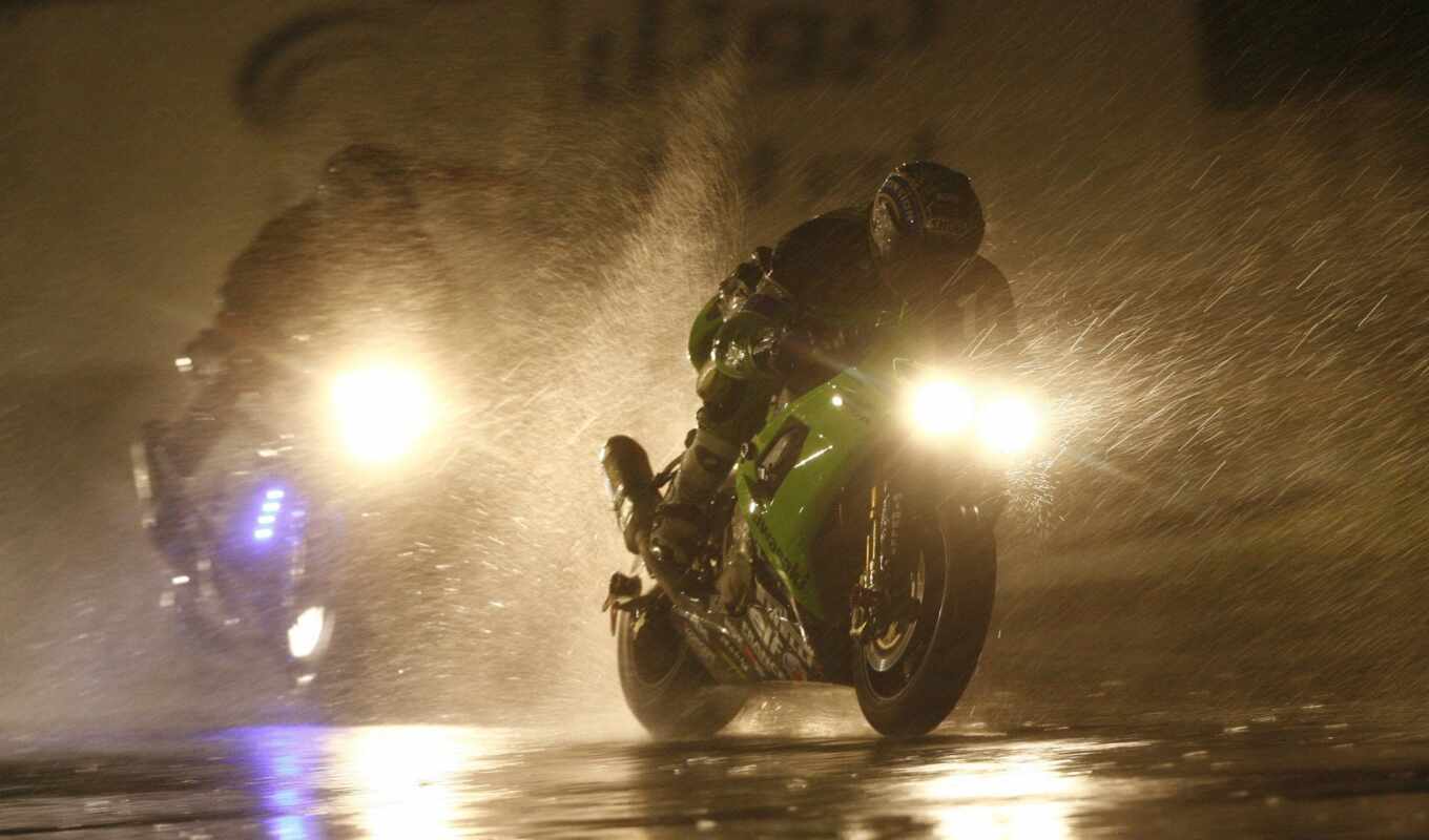 free, мотоцикл, дождь, ночь, мото