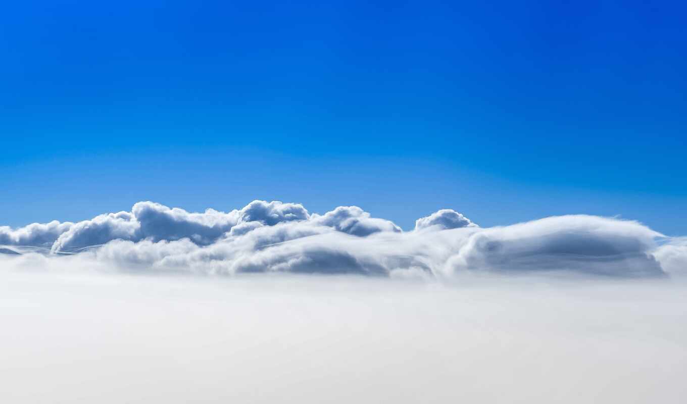 sky, blue, white, landscape, cloud, oblako