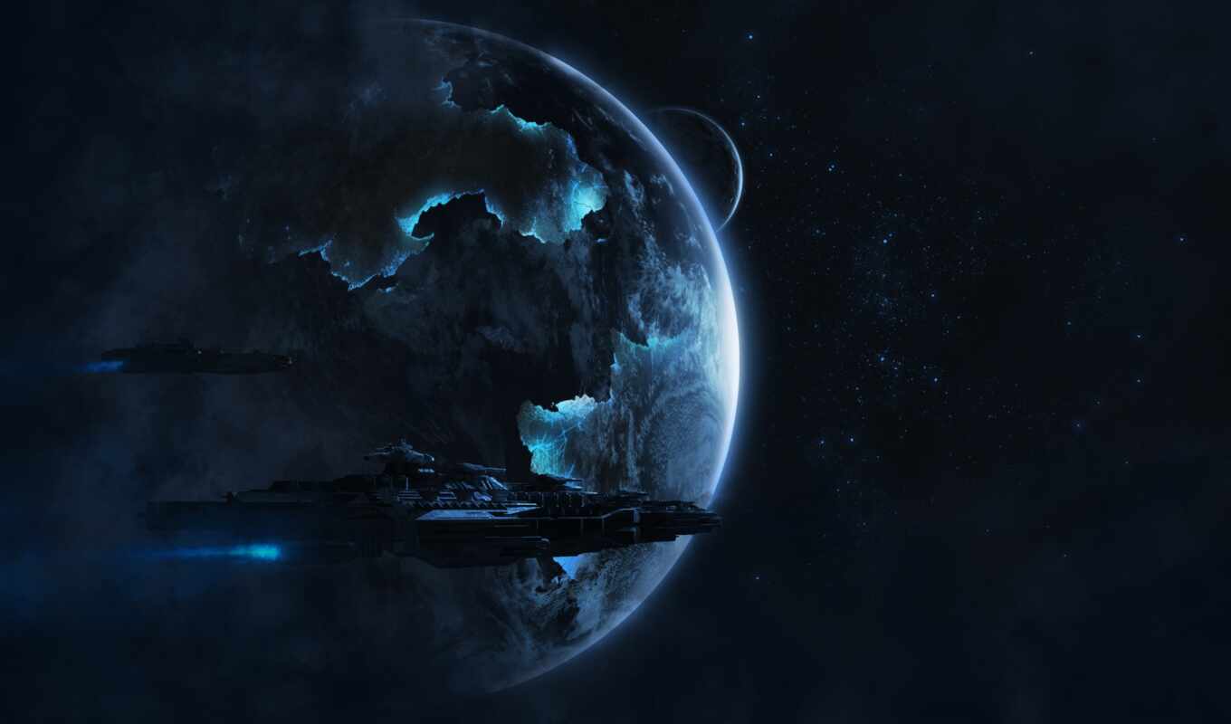fantastic, background, ship, space, earth, alien, spaceship