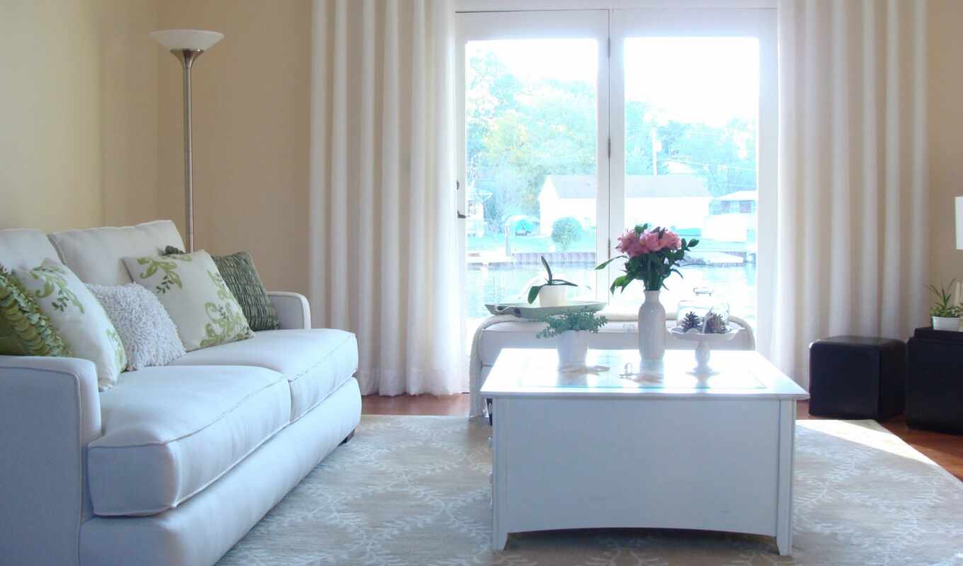white, interior, curtain, living room