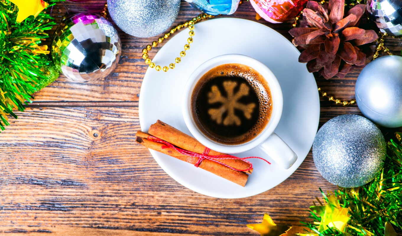 coffee, new, christmas, утро, снежинка, cinnamon, новый год