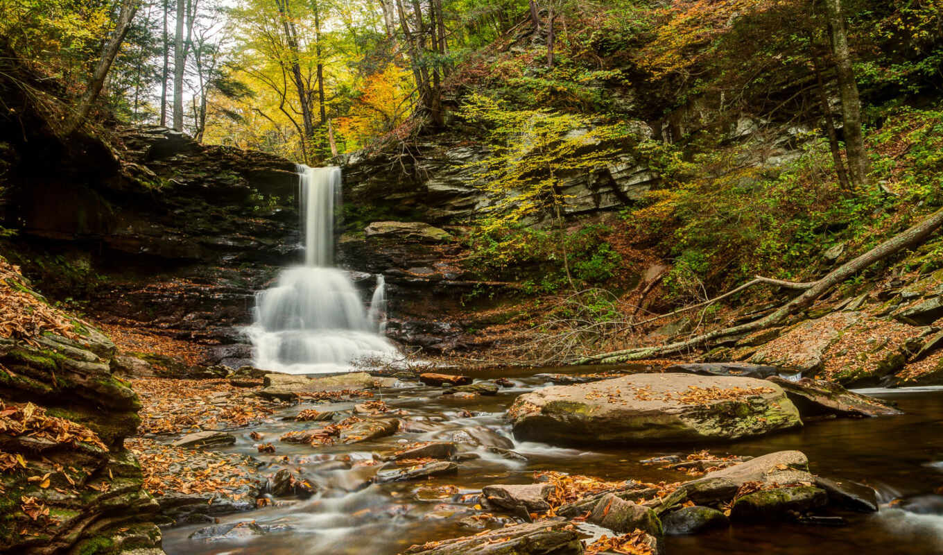 autumn, reynolds, park, waterfall, falls, glen, state, sheldon, pennsylvania, ricketts, waterfall