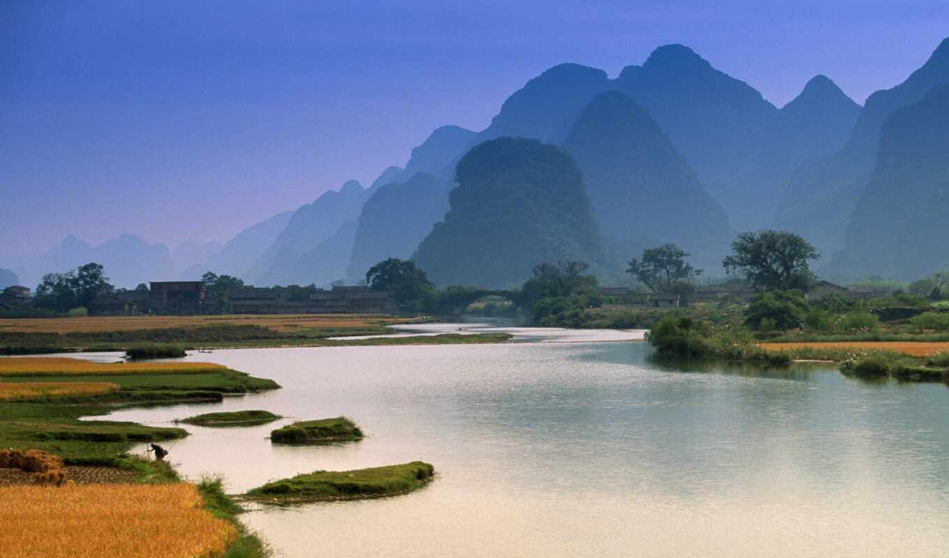 pantalla, foto, река, china, paisaje, im-gene