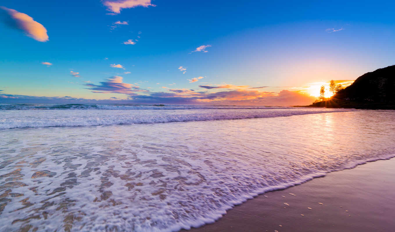 sunset, australia, coast, ocean, the waves