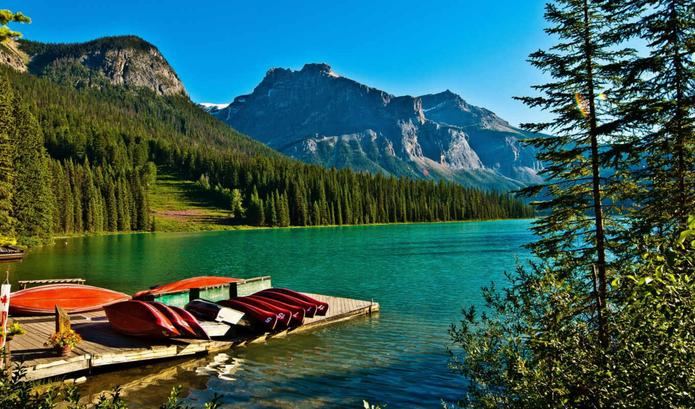 lake, nature, mountain, Canada, fond, park, on, emerald, free