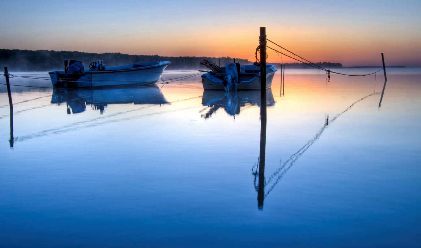 lake, nevseoboi, blue, high - quality, fog, a boat, fishing