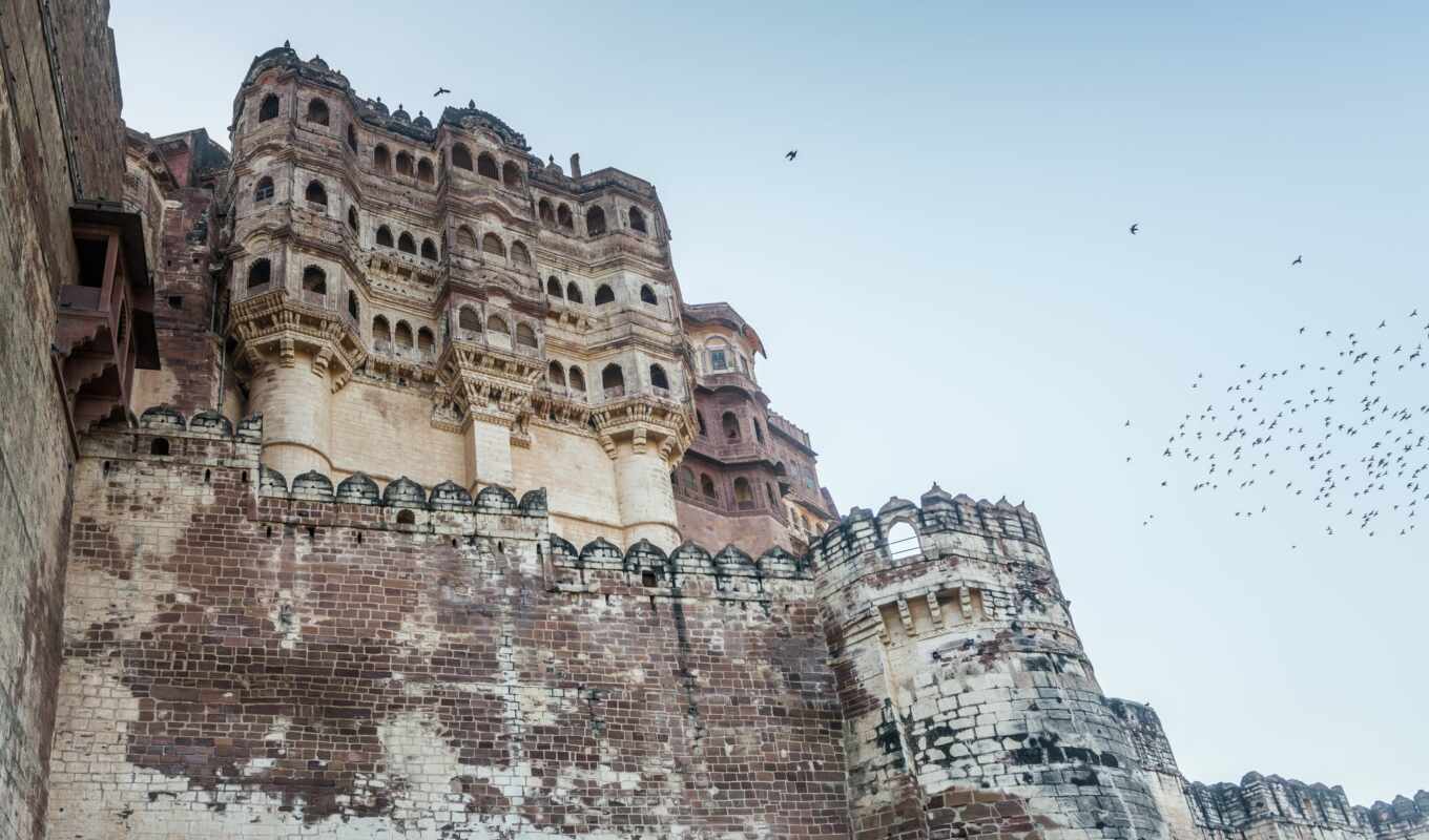 black, white, architecture, fort, indian, india, palace, rajasthan, mehrangarh, jodhpur