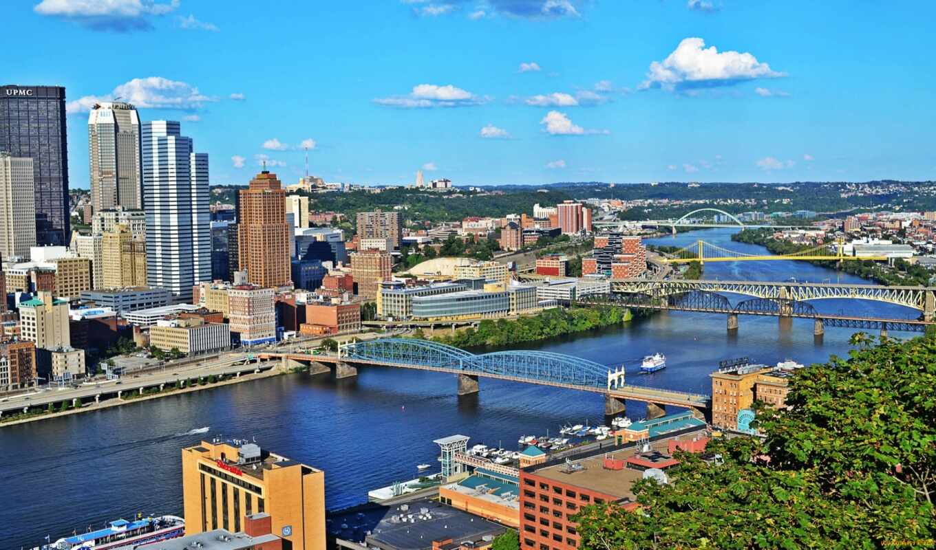 in Pittsburgh, usa, river, skyscraper