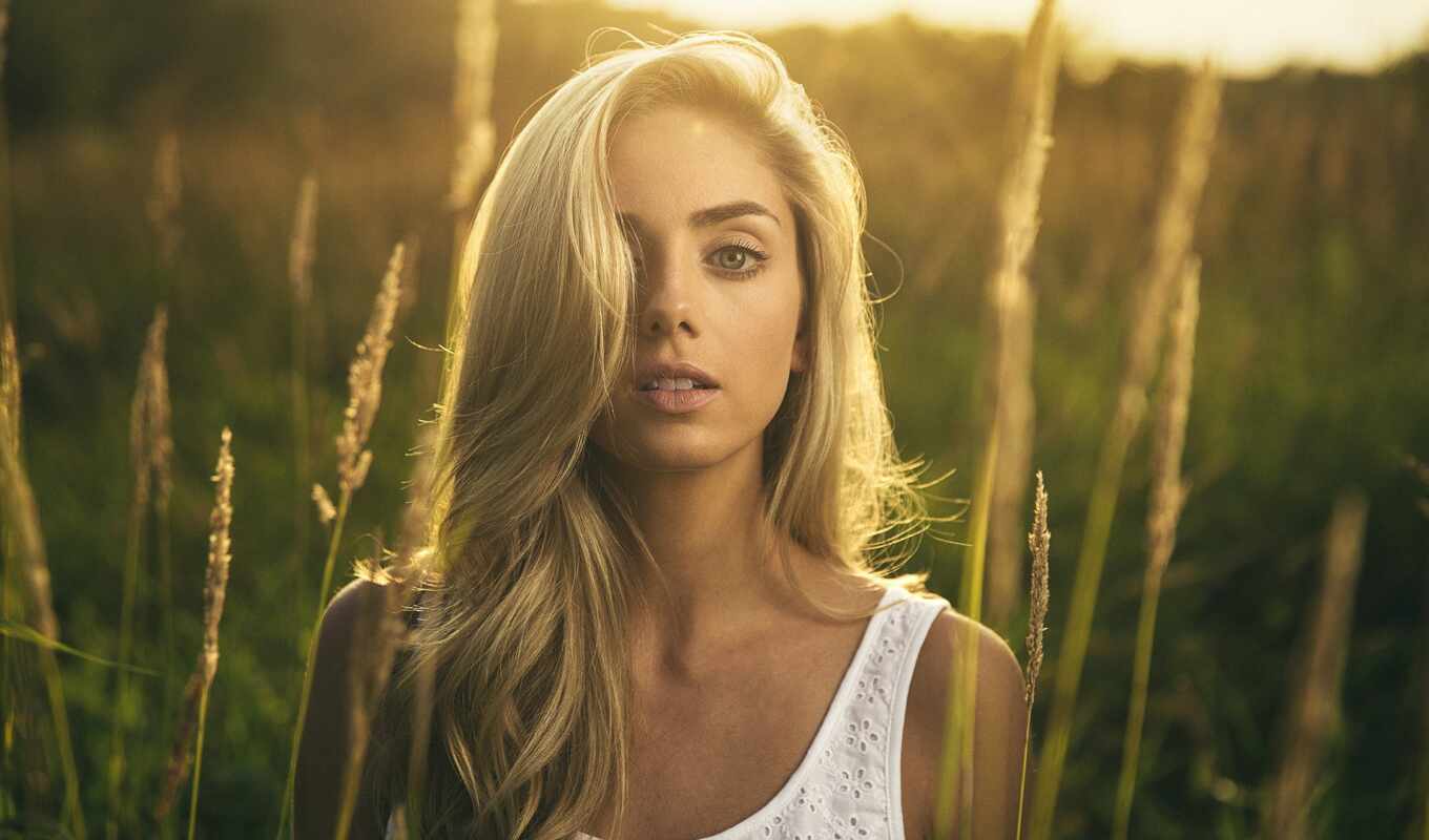 woman, blonde, hair, long, sunlight