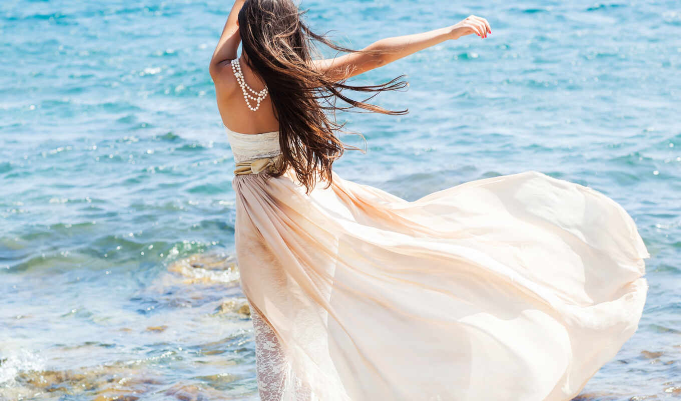 girl, summer, woman, picture, beach, sea, dress, to find, back, thous