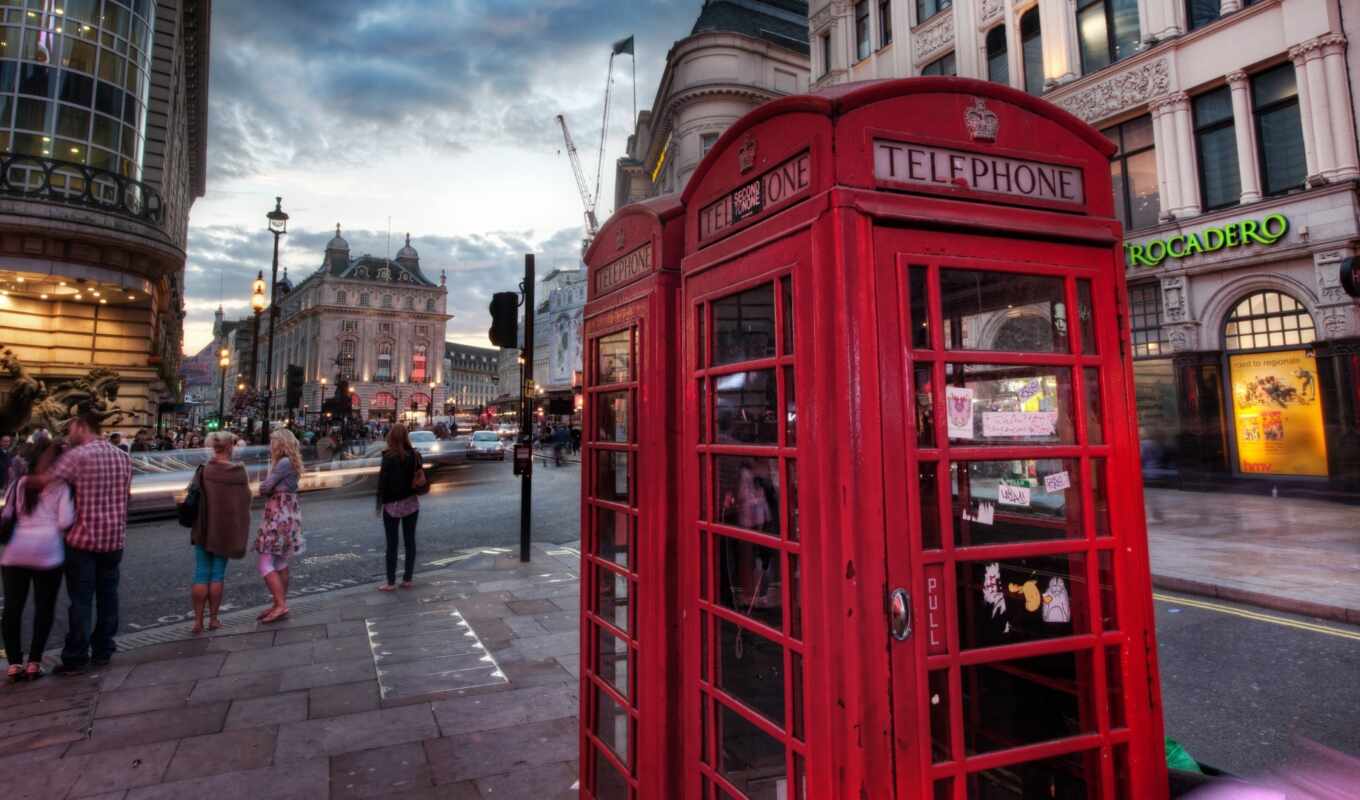 телефон, red, город, улица, london, будка, telephone