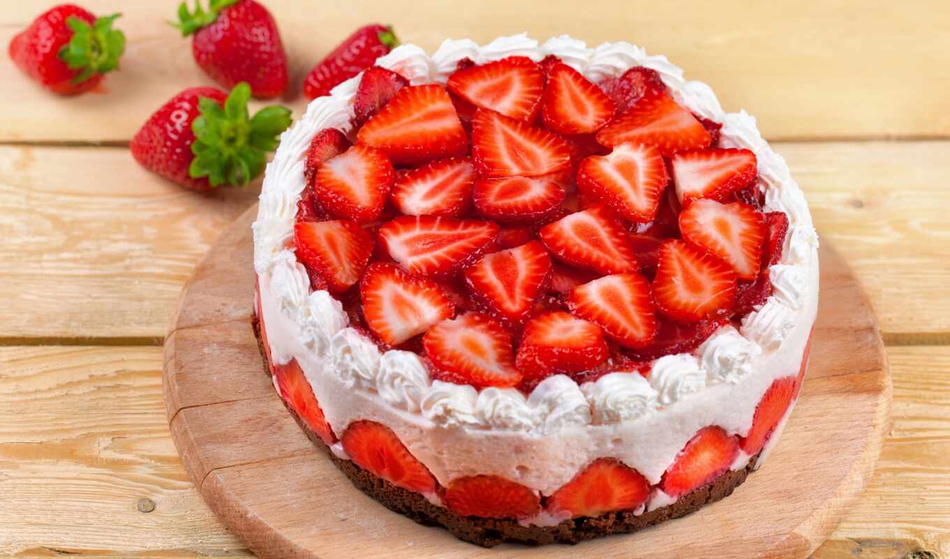 female, strawberry, cake, decoration