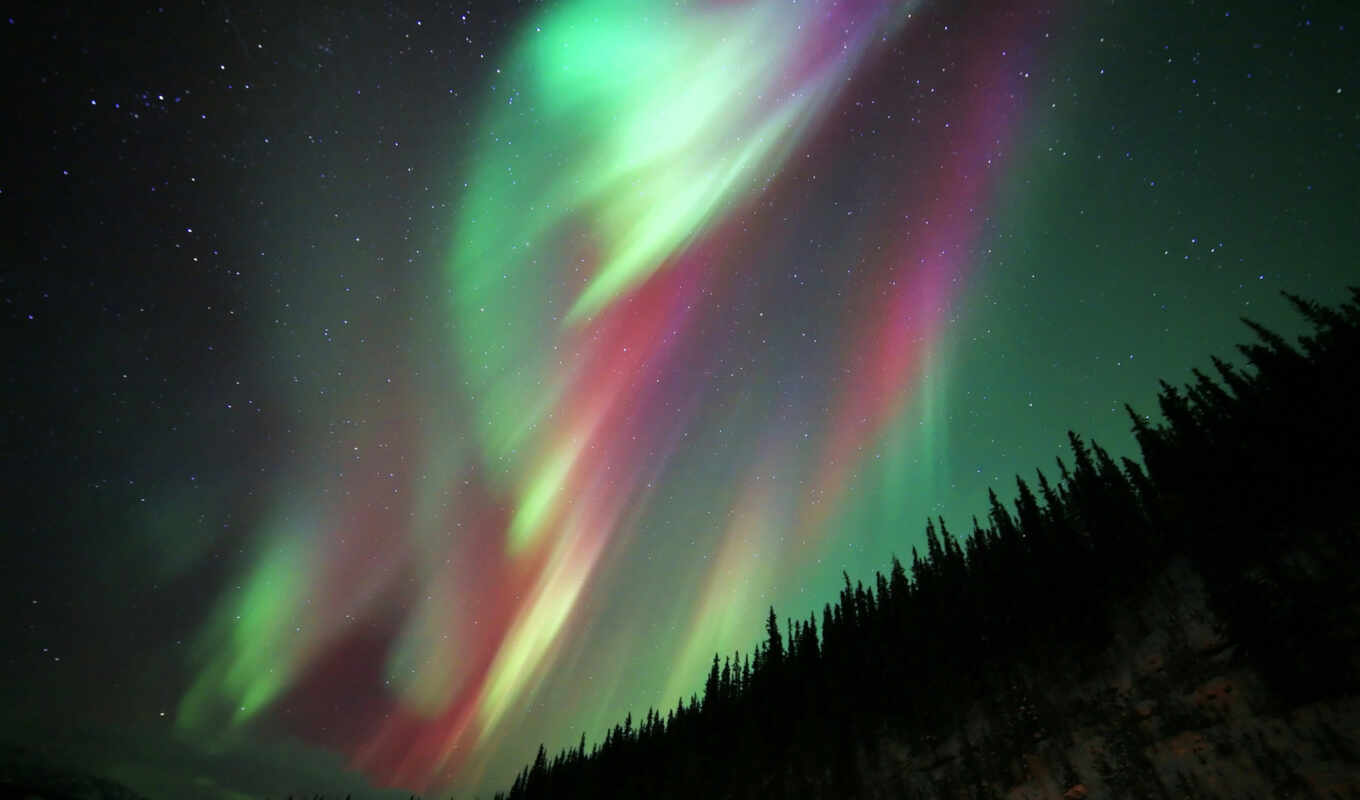 ночь, огни, aurora, northern, borealis