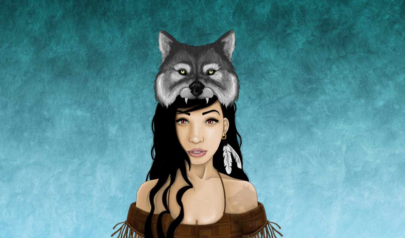 image, wolf, indian, poster, with