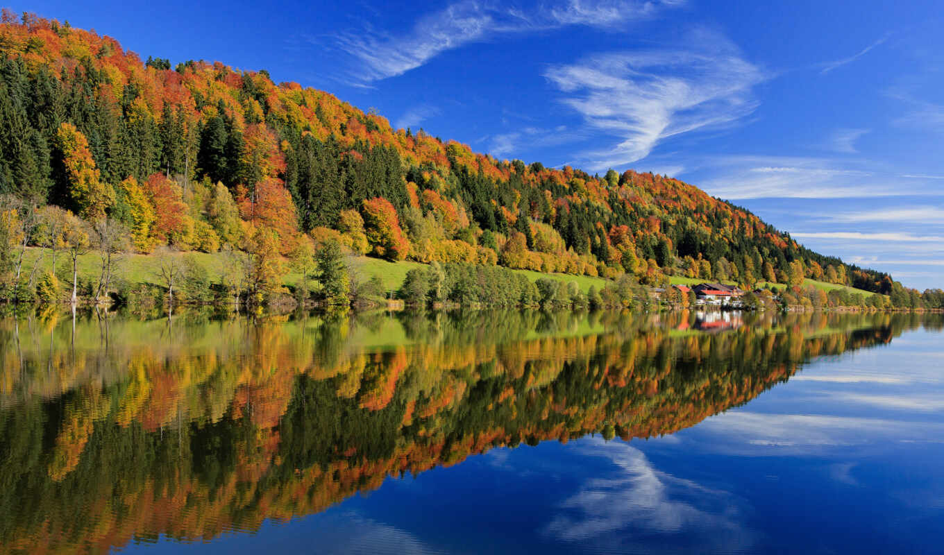 озеро, природа, лес, landscape, заставки, осень, природы, осенние, отражение