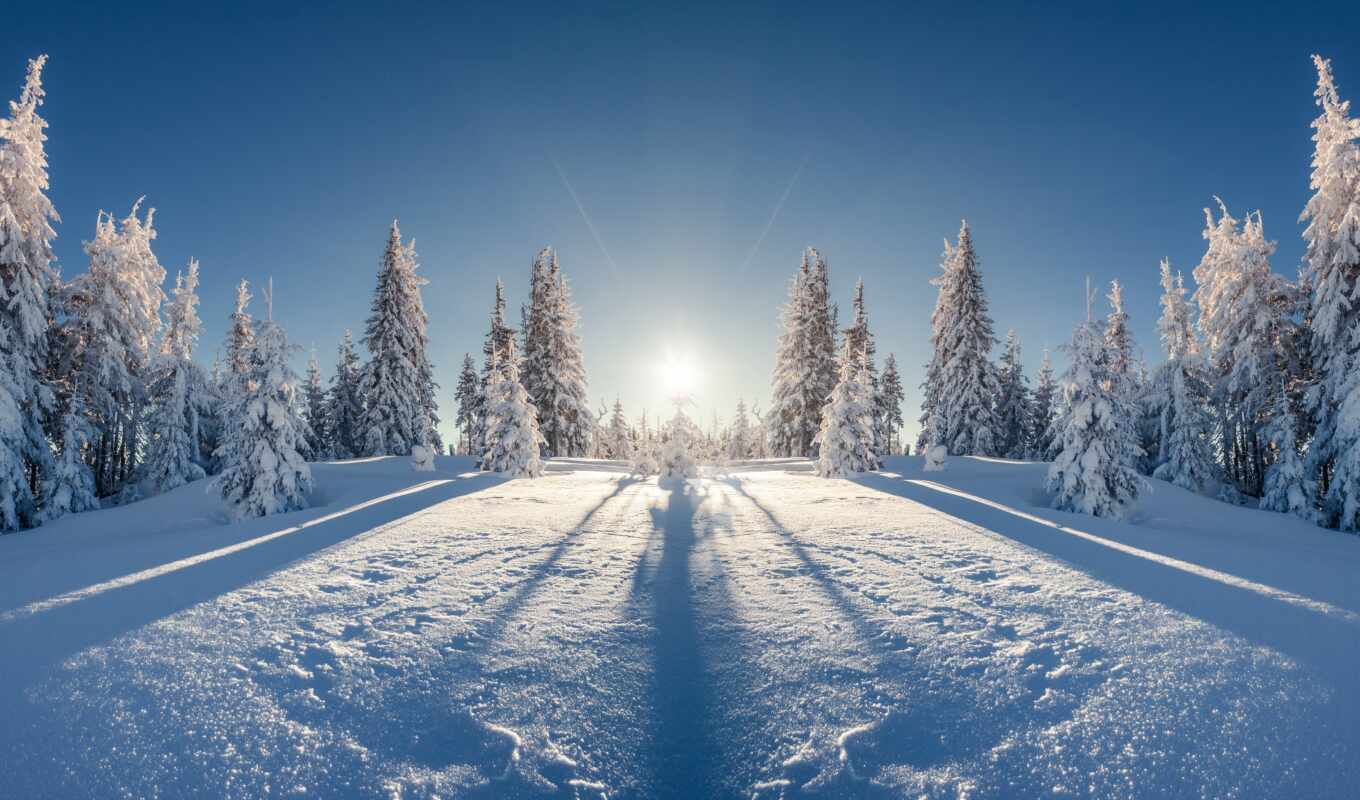 sun, snow, winter, funart