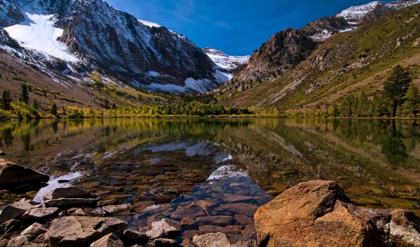 озеро, гора, mountains, отражение, nevada, sierra, berg, montaña, reflexión