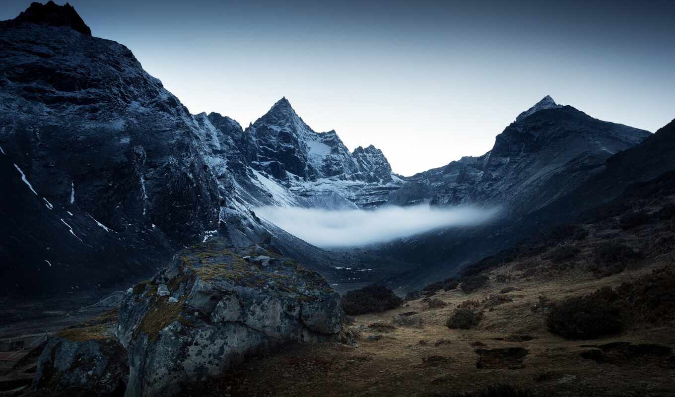 картинка, гора, туман