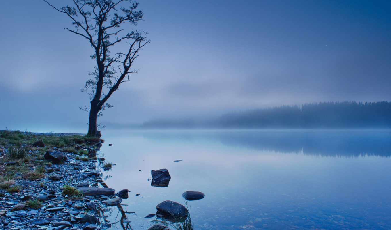 озеро, природа, туман, шотландия, scotia