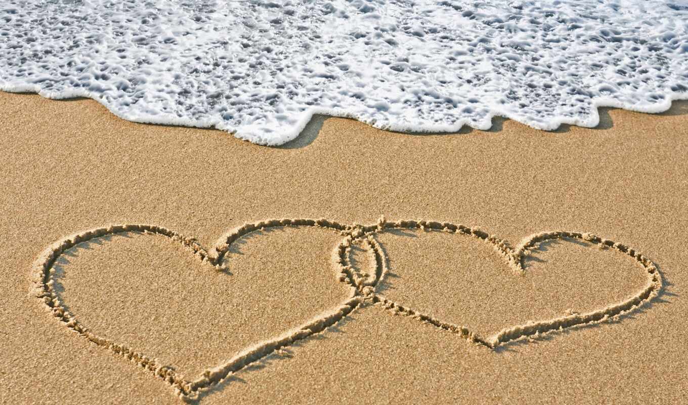 love, water, море, песок, сердце, write, настроение, буква