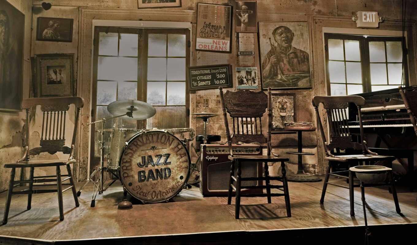 wall, new, hall, jazz, decor, orleans, preservation