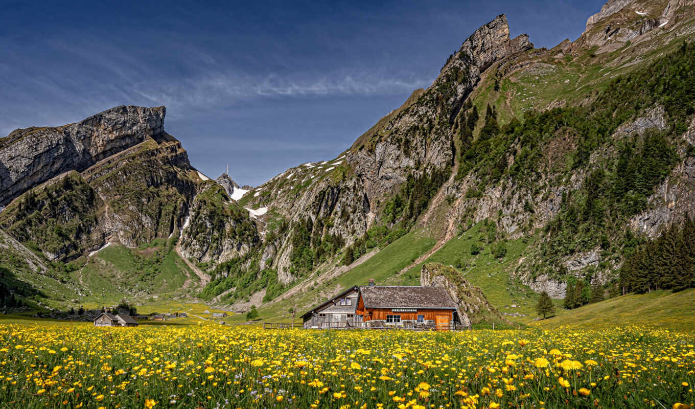 гора, швейцария, альпы, alpstein