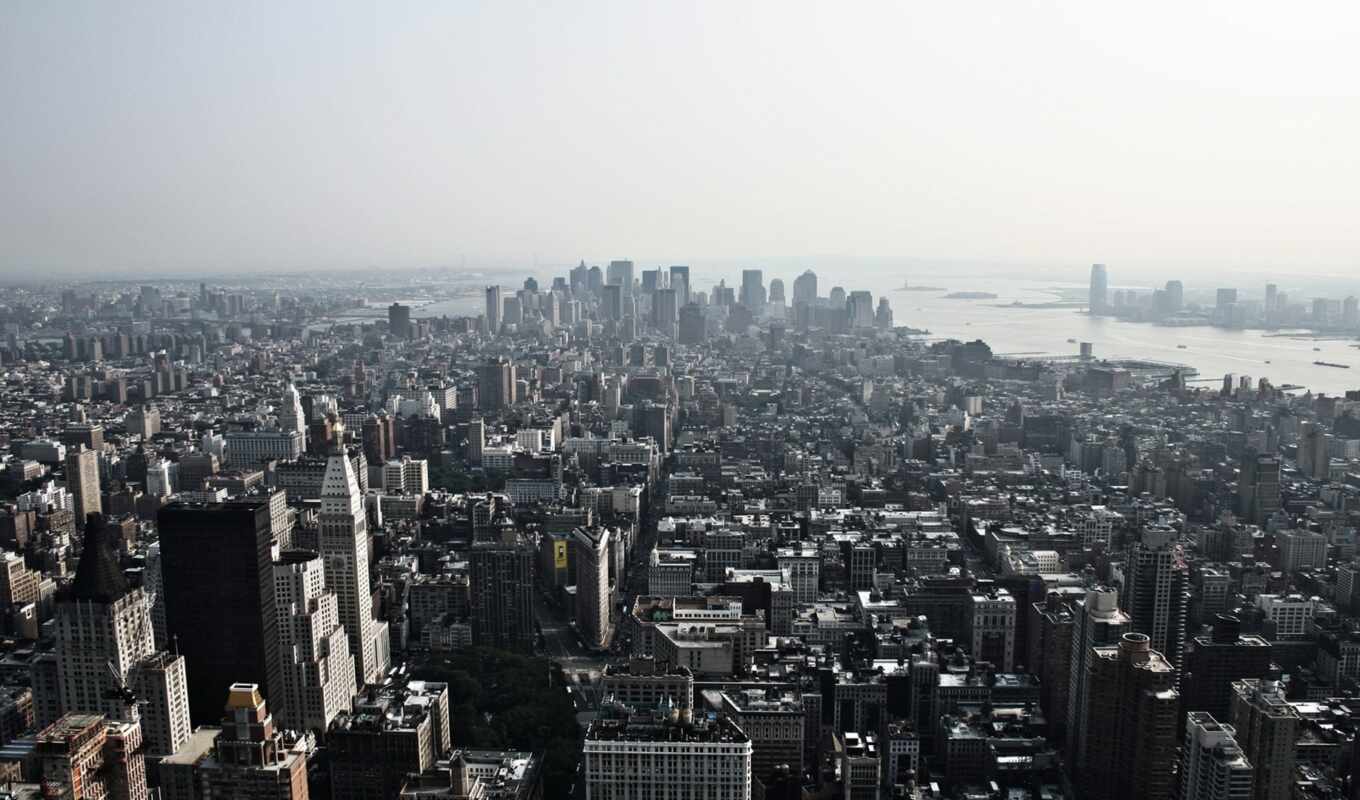 взгляд, new, город, building, skyline, build, york, империя, state