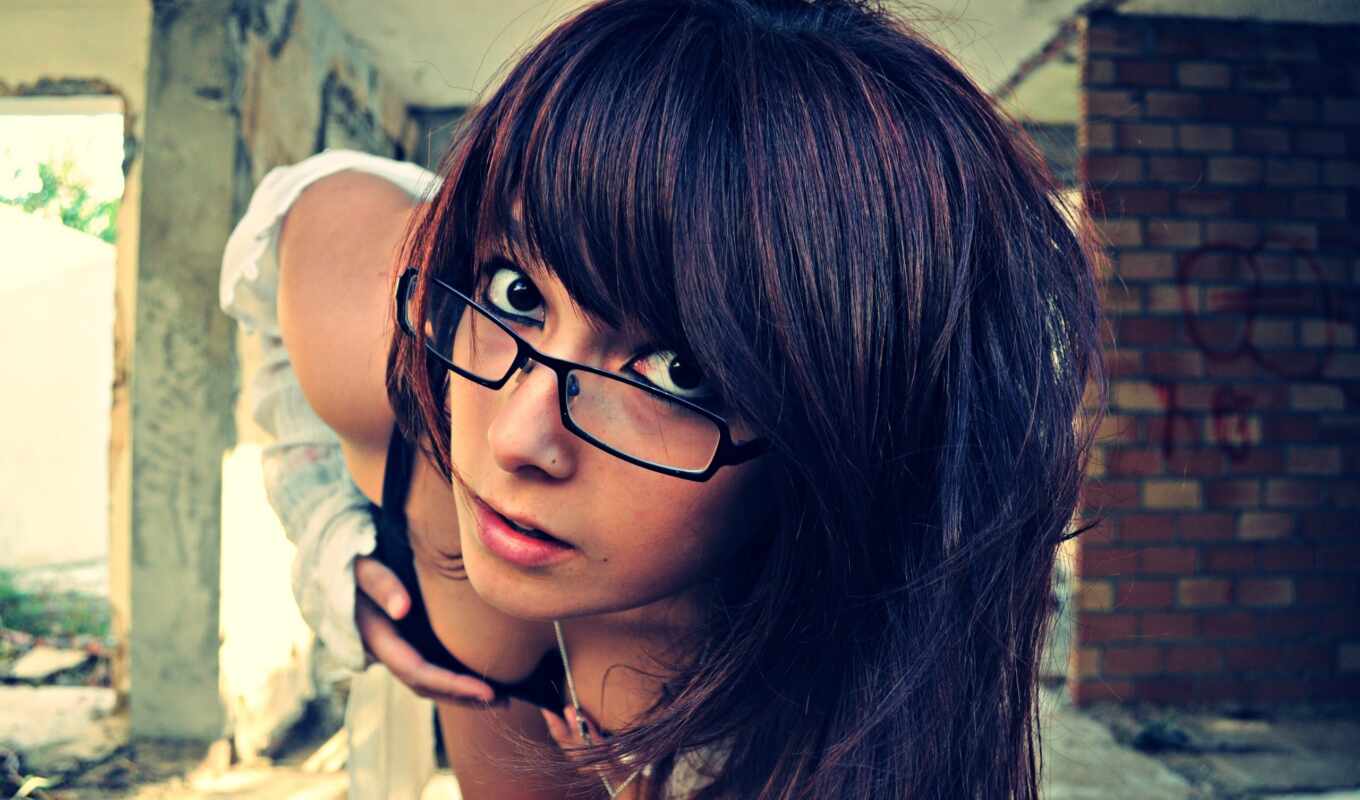 girl, sexy, women, glasses, cleavage, wallet