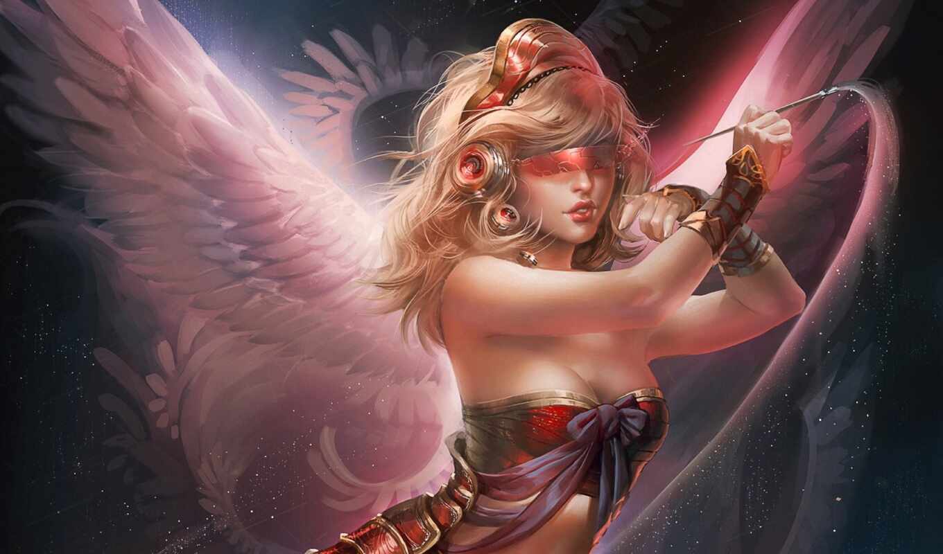girl, female, angel, fantasy, fairy, wing, brush