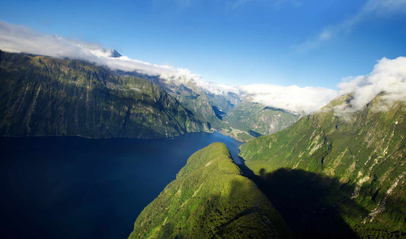 озеро, new, новая, новой, zealand, зеландии, fjord, горы