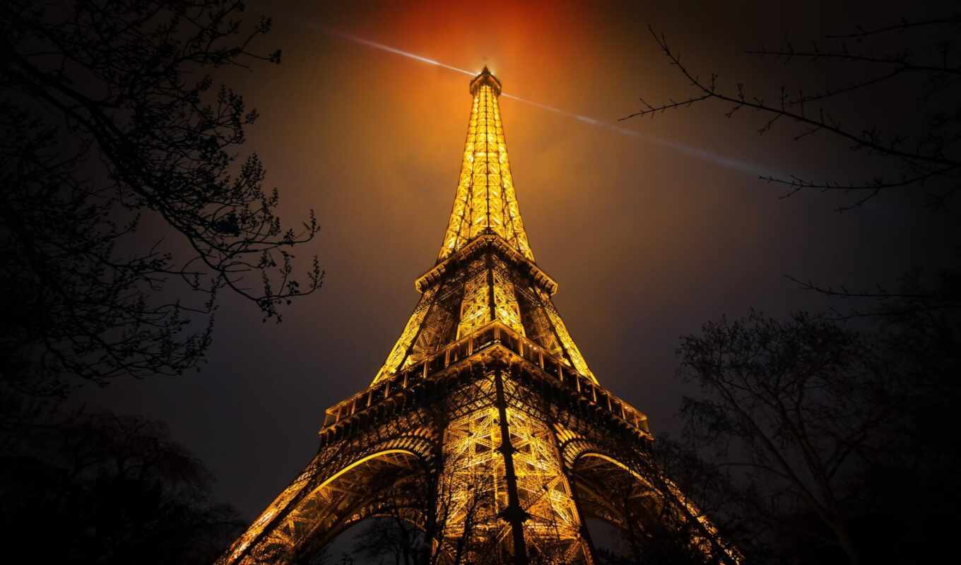 night, Paris, tower, France, eifelevyi