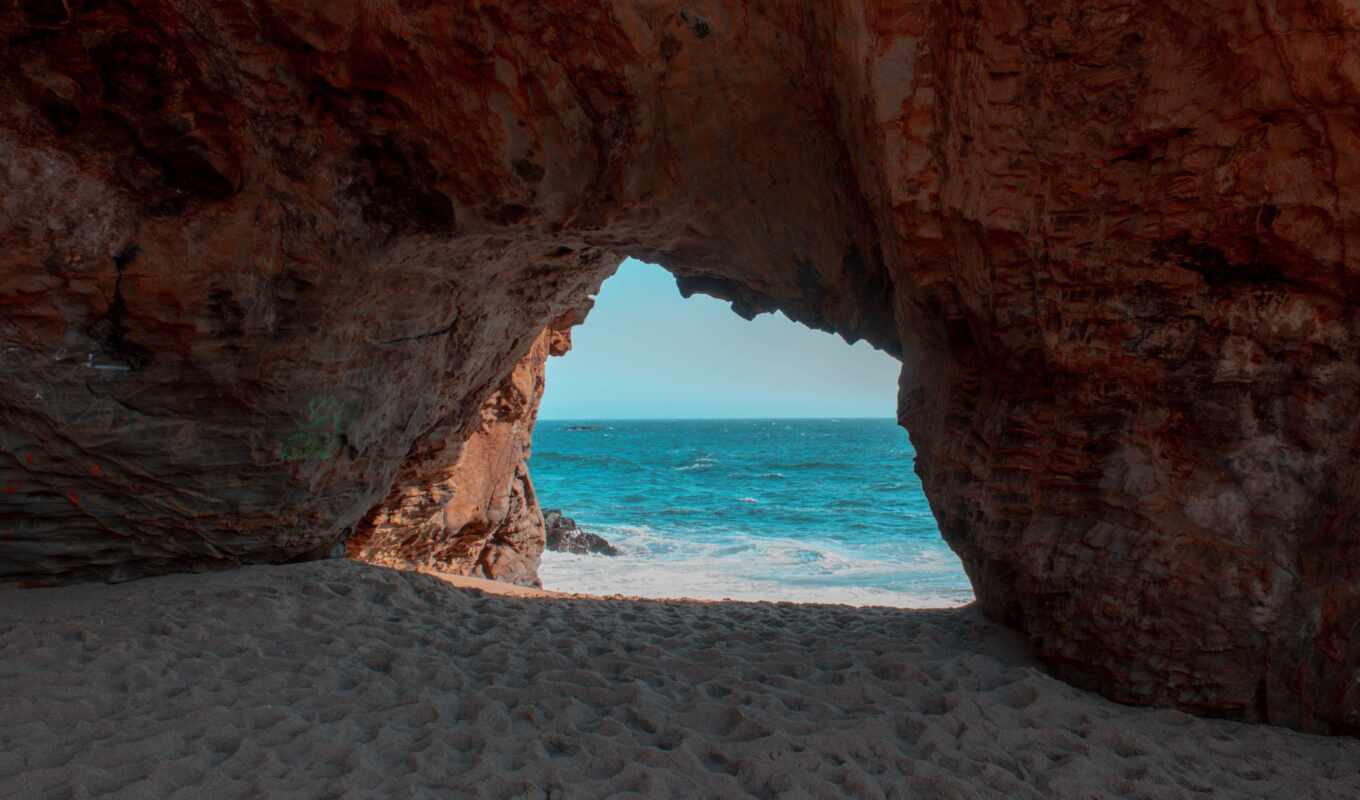 природа, телефон, water, пляж, rock, море, песок, ocean, preview, пещера, case