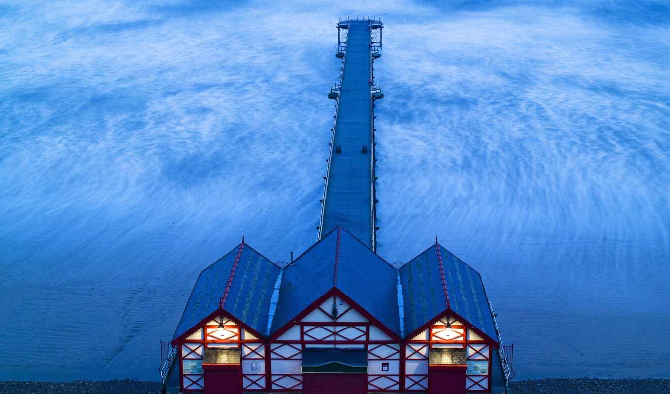 architecture, sea, print, pier, England, solar