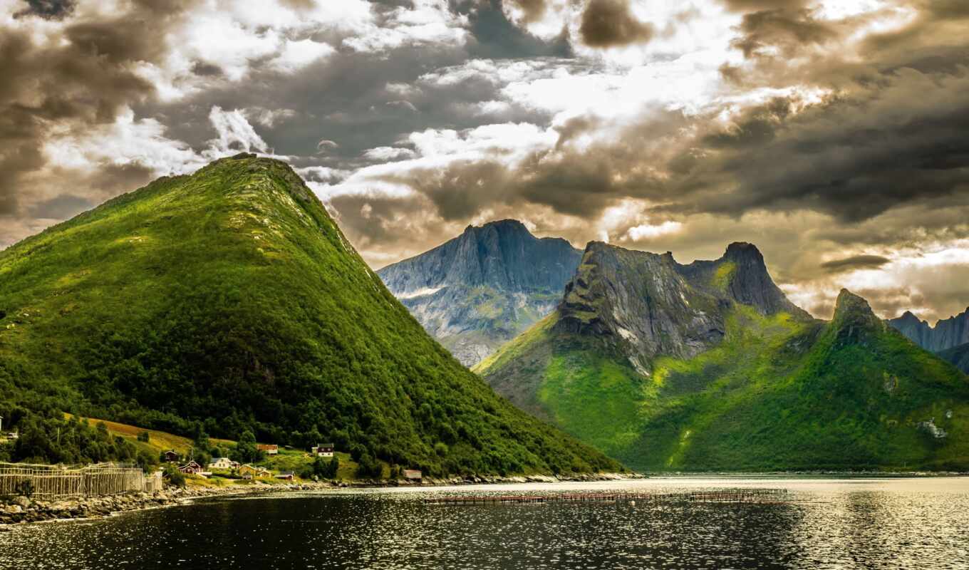 desktop, гора, landscape, река, норвегия