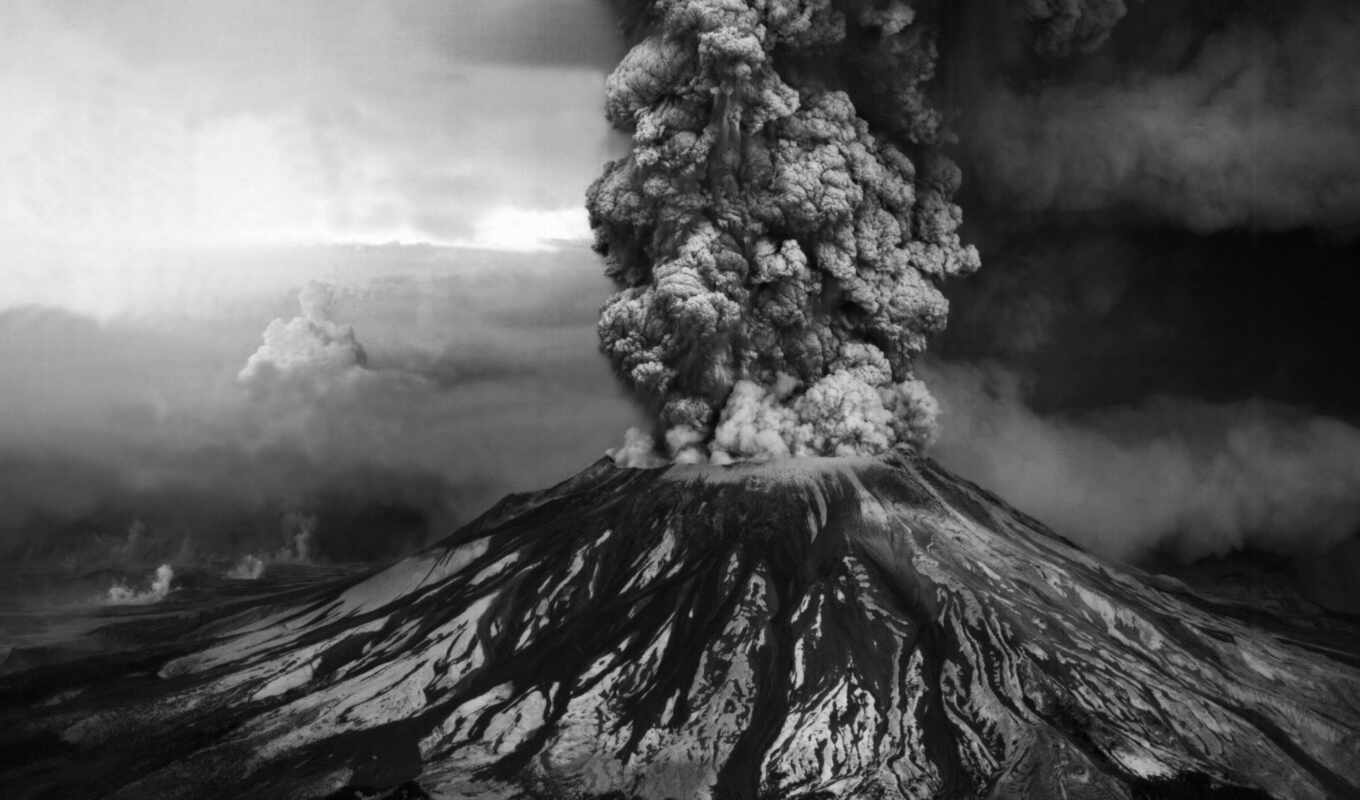 black, white, best, volcano, eruption, shirokoformatnyi