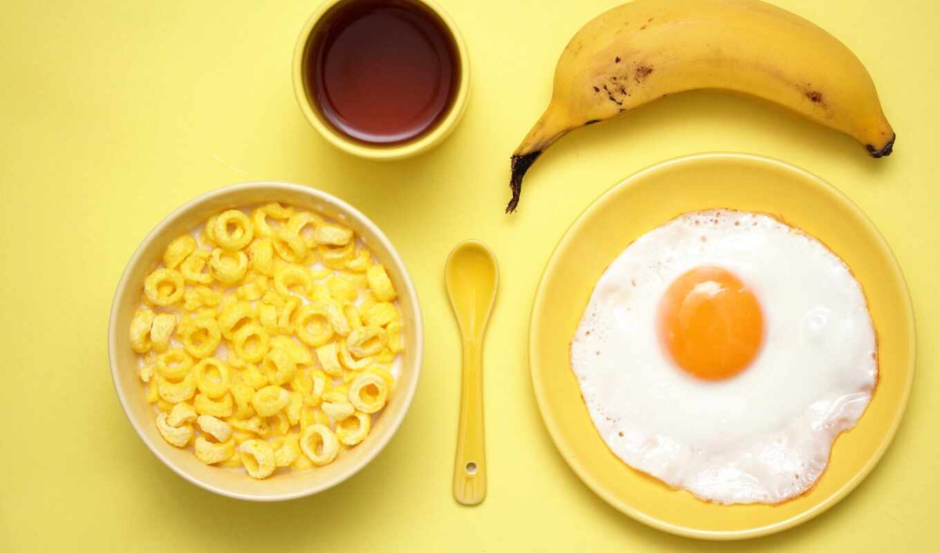 день, яйцо, банан, meal